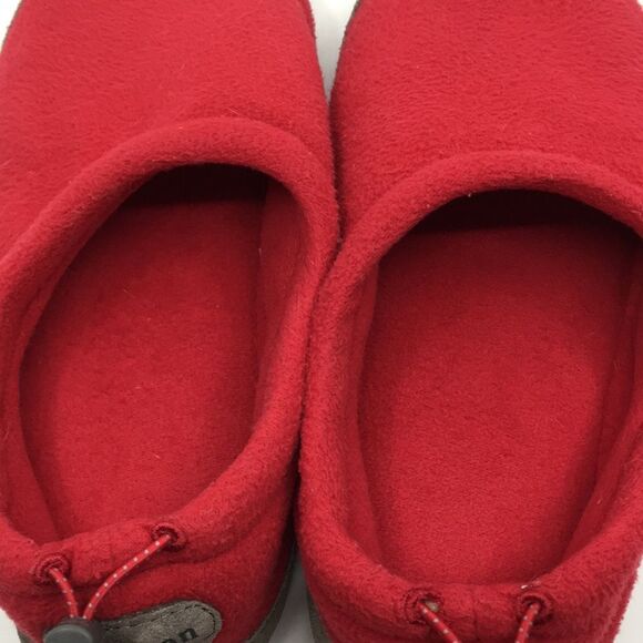 L.L. Bean Red Fleece and Leather Sole Big Kid Slippers Size 5-6 - Picture 14 of 16